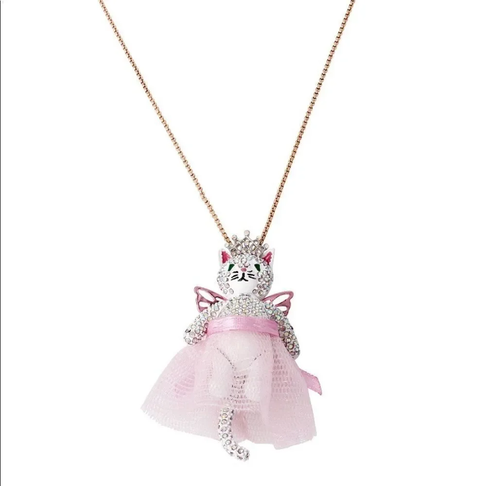 Betsey Johnson Cat Fairy Pendant Necklace